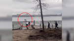 Дети отправили в плавание по Воронежскому водохранилище на самодельном плоту